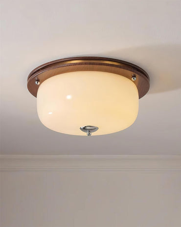 Modern Minimalist Walnut Brown Glass Flush Mount Ceiling Light