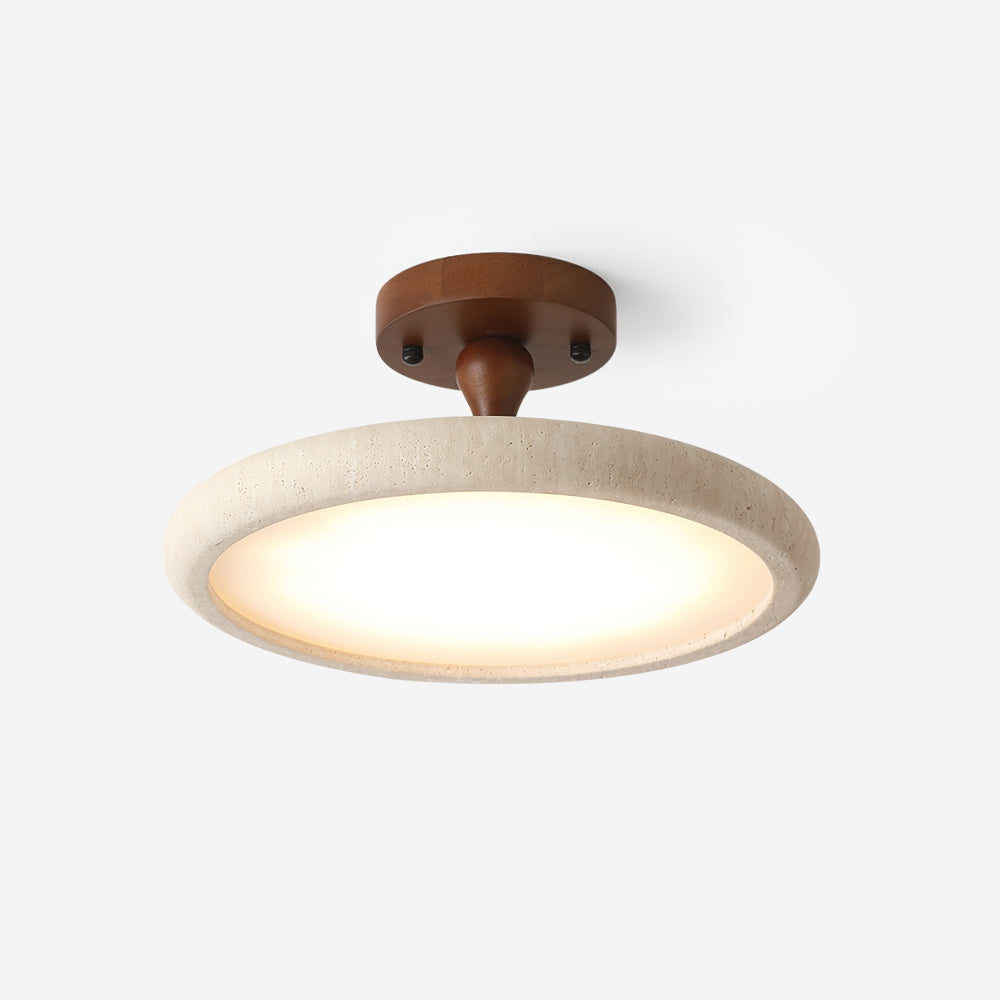 Warm White LED Ceiling Light With Semi Flush Travertine