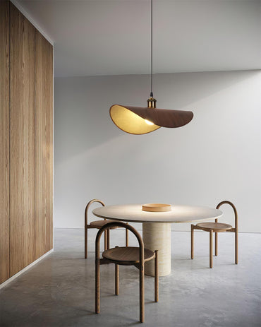 Linen Shade Wood Pendant Light For Warm Glow