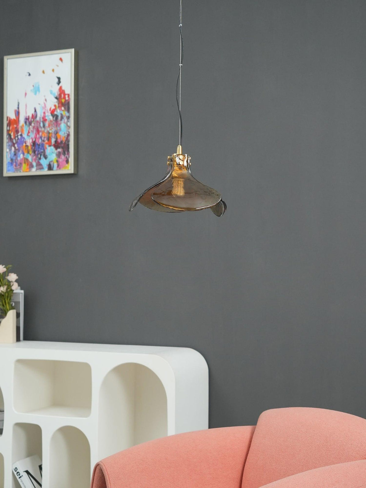 Glass Shade Brass Pendant Light