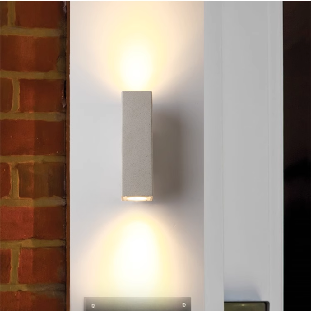 White Finish Minimalist Square Outdoor Wall Light Cement