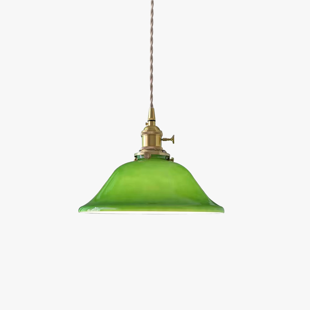 Warm Dining Ambience Green Copper Glass Pendant Light