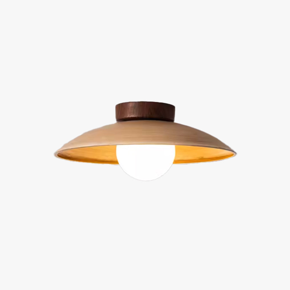 Wood Metal Glass Vintage Dimmable Flush Mount Ceiling Light