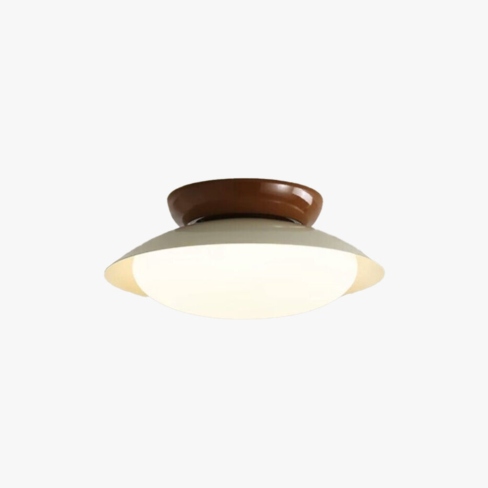 Earthy Green And Brown Finish Bowl Shaped Ceiling Light