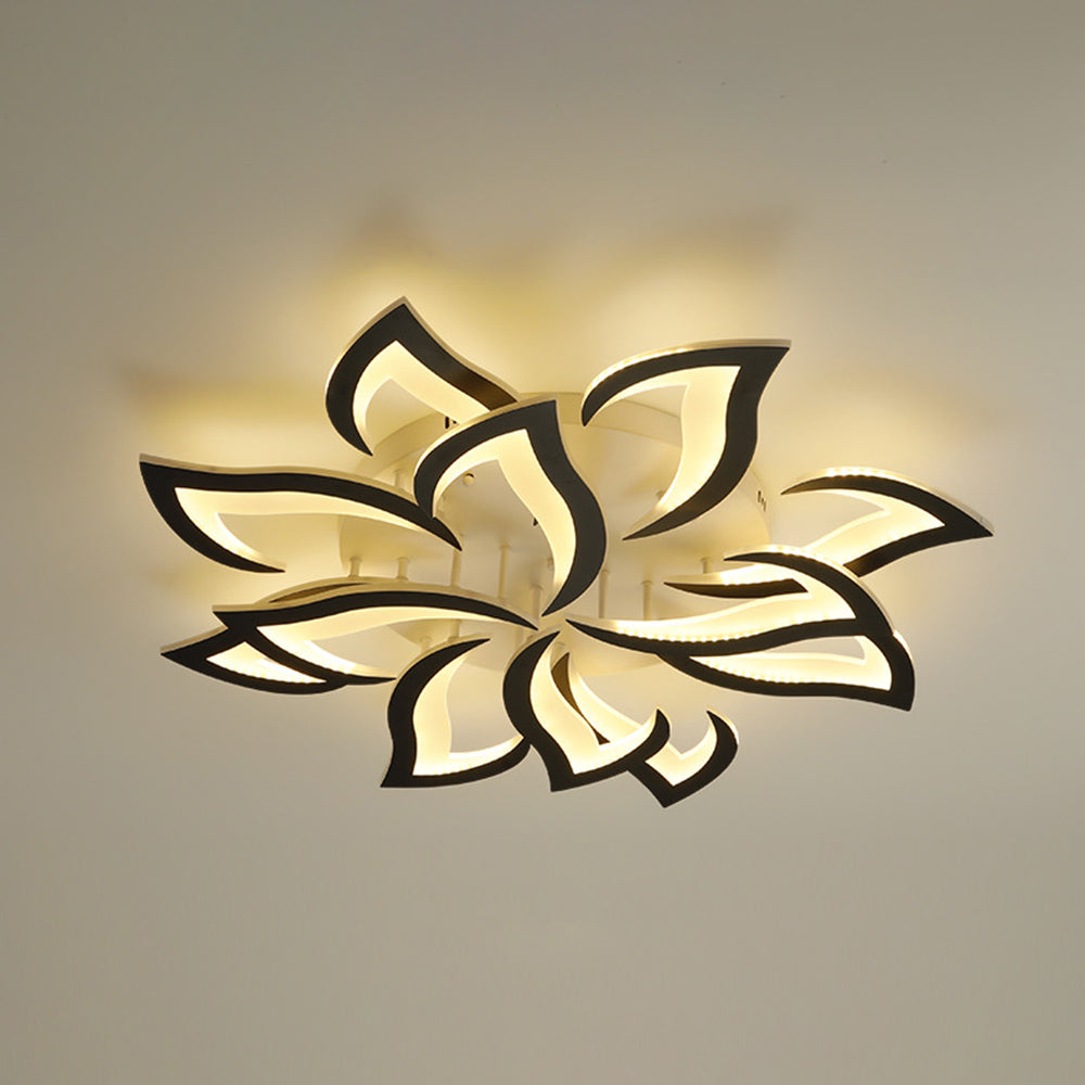 White And Black Flush Mount Elegant Floral Ceiling Light