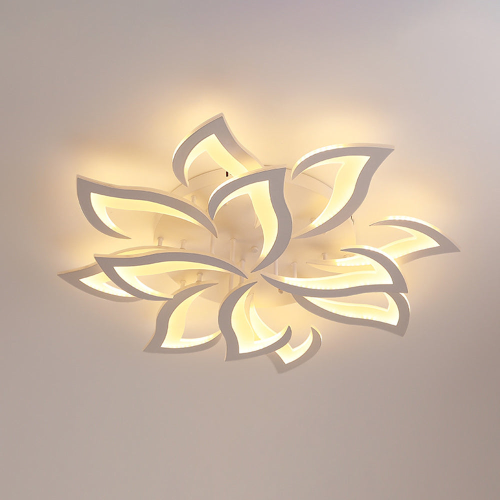 White And Black Flush Mount Elegant Floral Ceiling Light