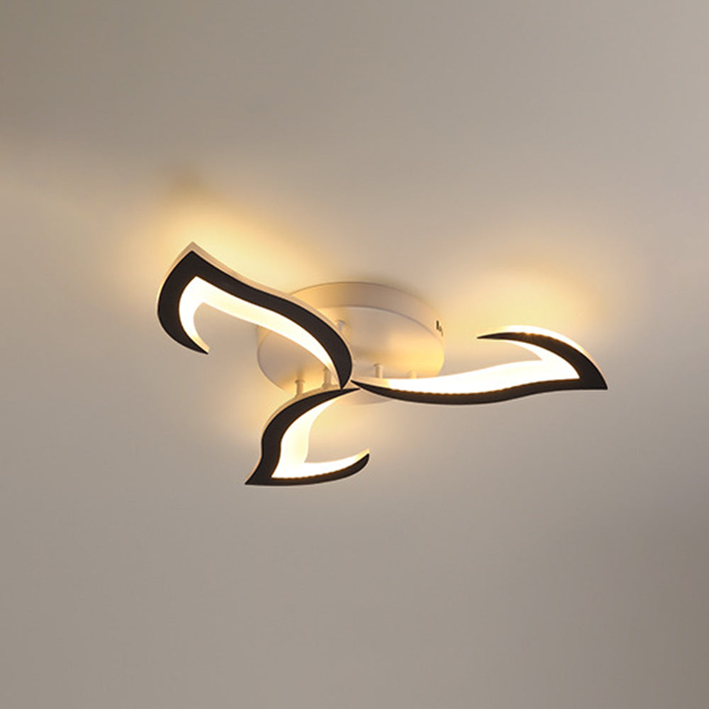 White And Black Flush Mount Elegant Floral Ceiling Light