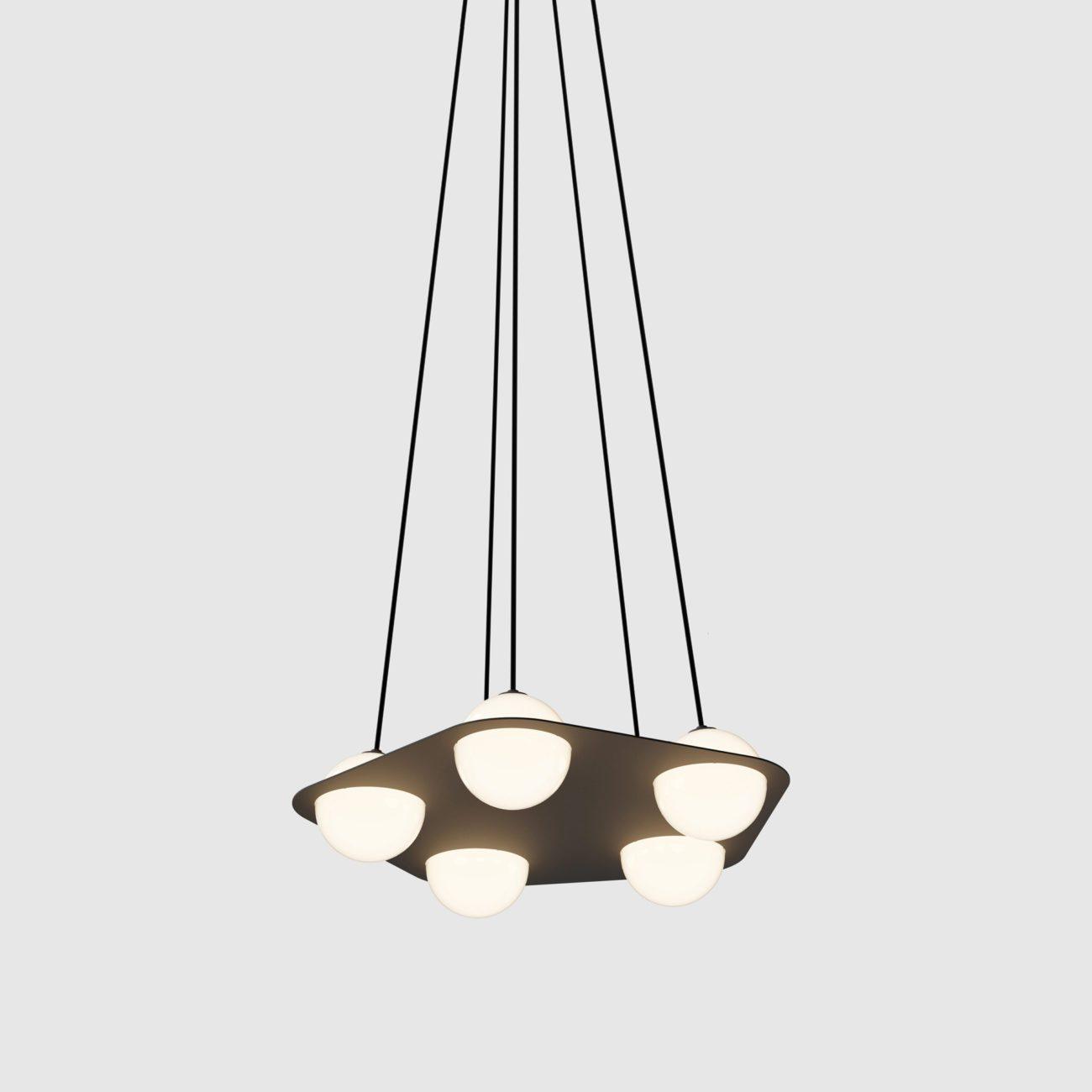 Adjustable Height Black Glass Pendant Lamp Selan