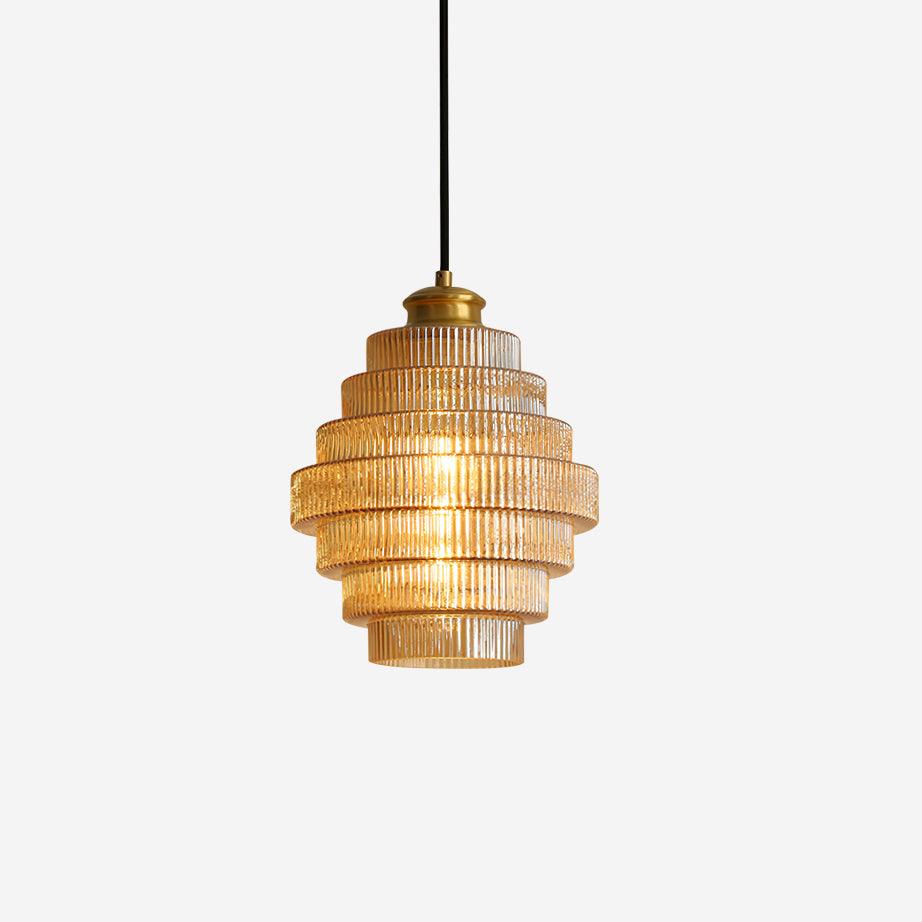 Warm Ambient Glow Tiered Glass Pendant Lamp