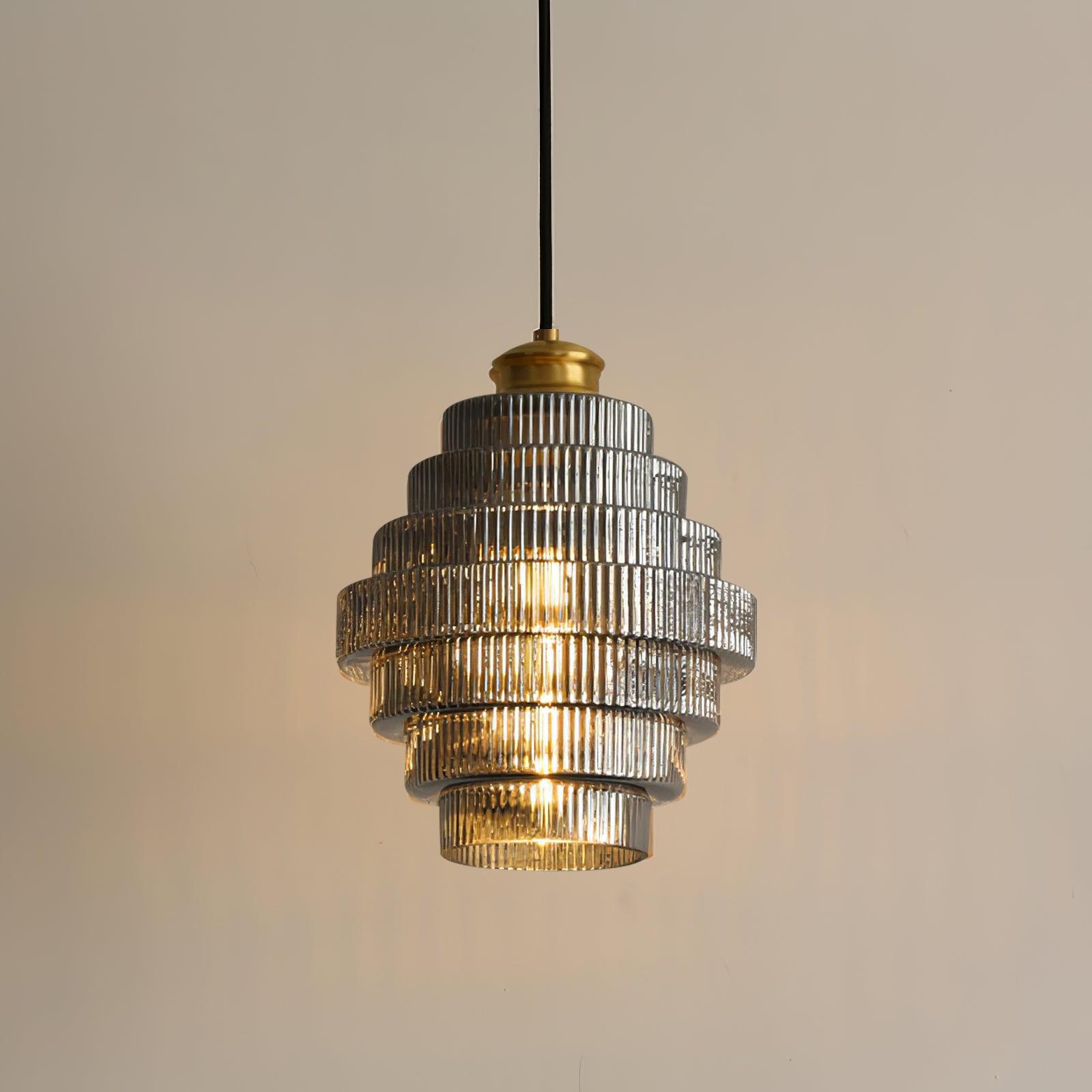 Warm Ambient Glow Tiered Glass Pendant Lamp