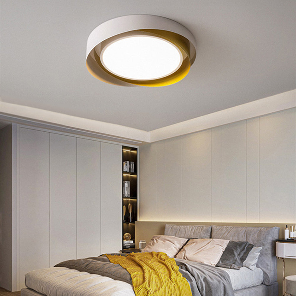 White Gold Finish Geometric Metal Flush Mount Ceiling Light