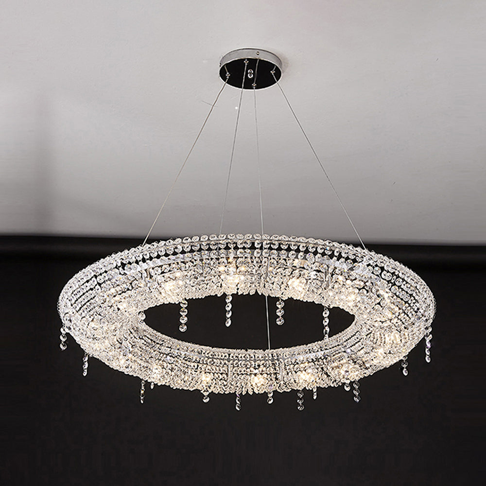 Pendant Light for Living Room Ambience Round Crystal Ring