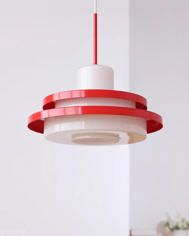 Dimmer Compatible Red And White Glass Pendant Light