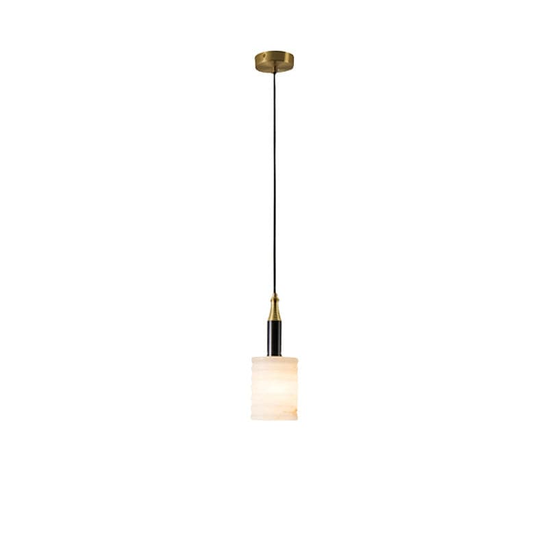 Soft Glow Grooved Cylinder Pendant Lamp With Alabaster
