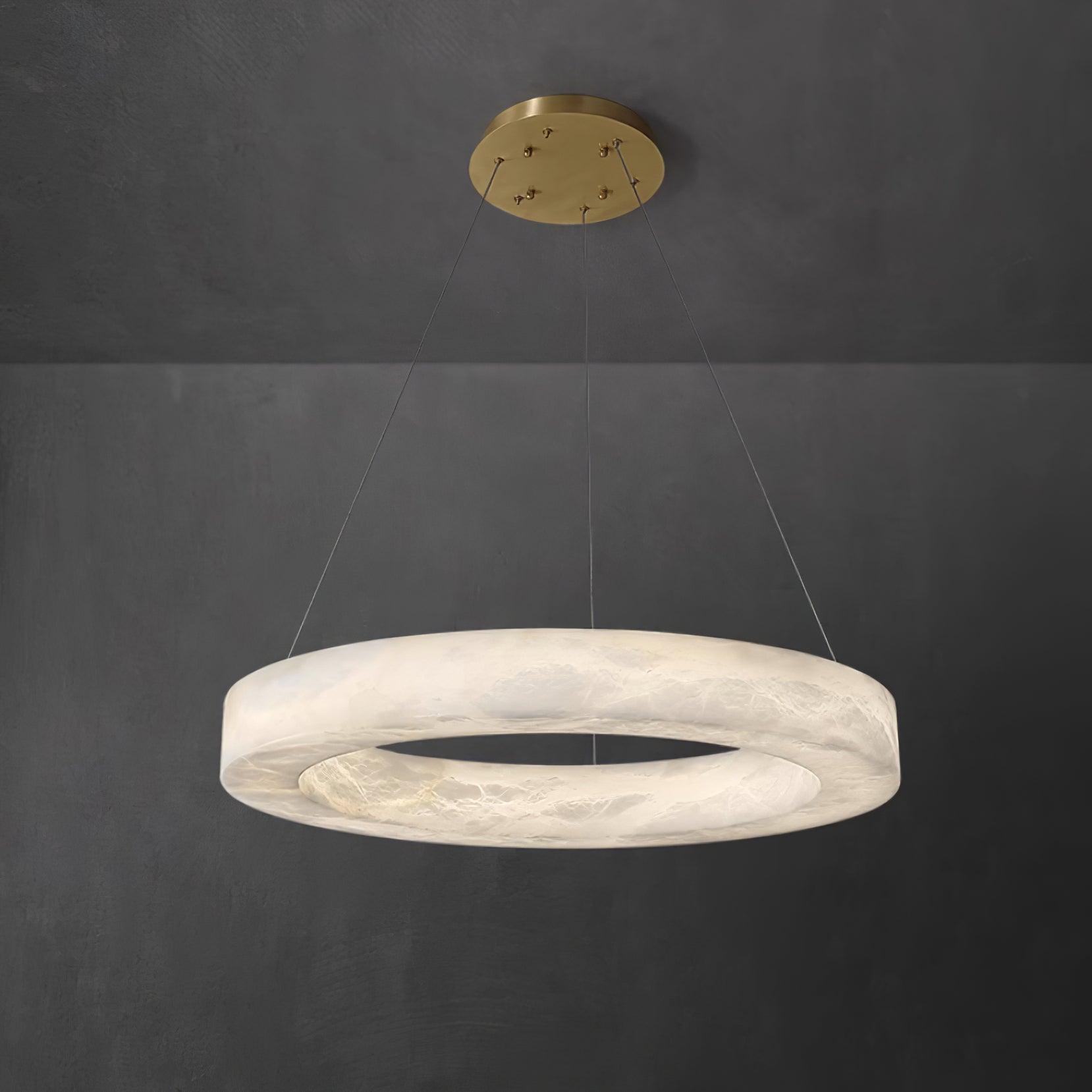 Integrated LED Alabaster Multi Ring Pendant Light
