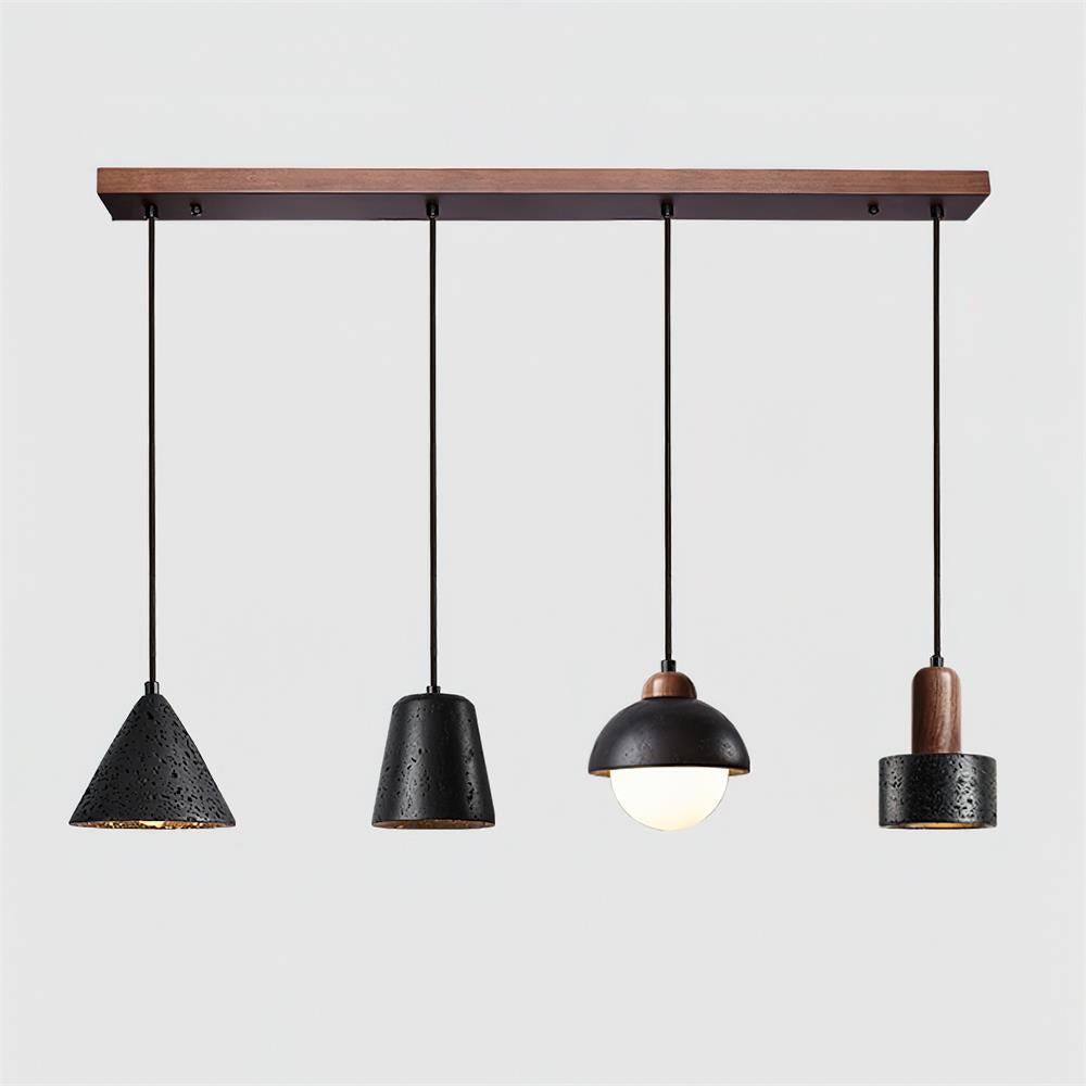 Pendant Lights Geometric Travertine With Warm Wood Accents