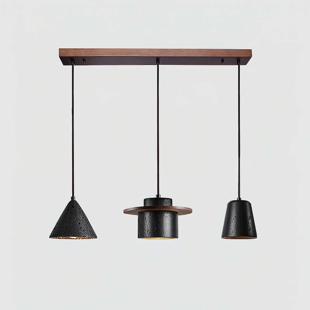 Pendant Lights Geometric Travertine With Warm Wood Accents