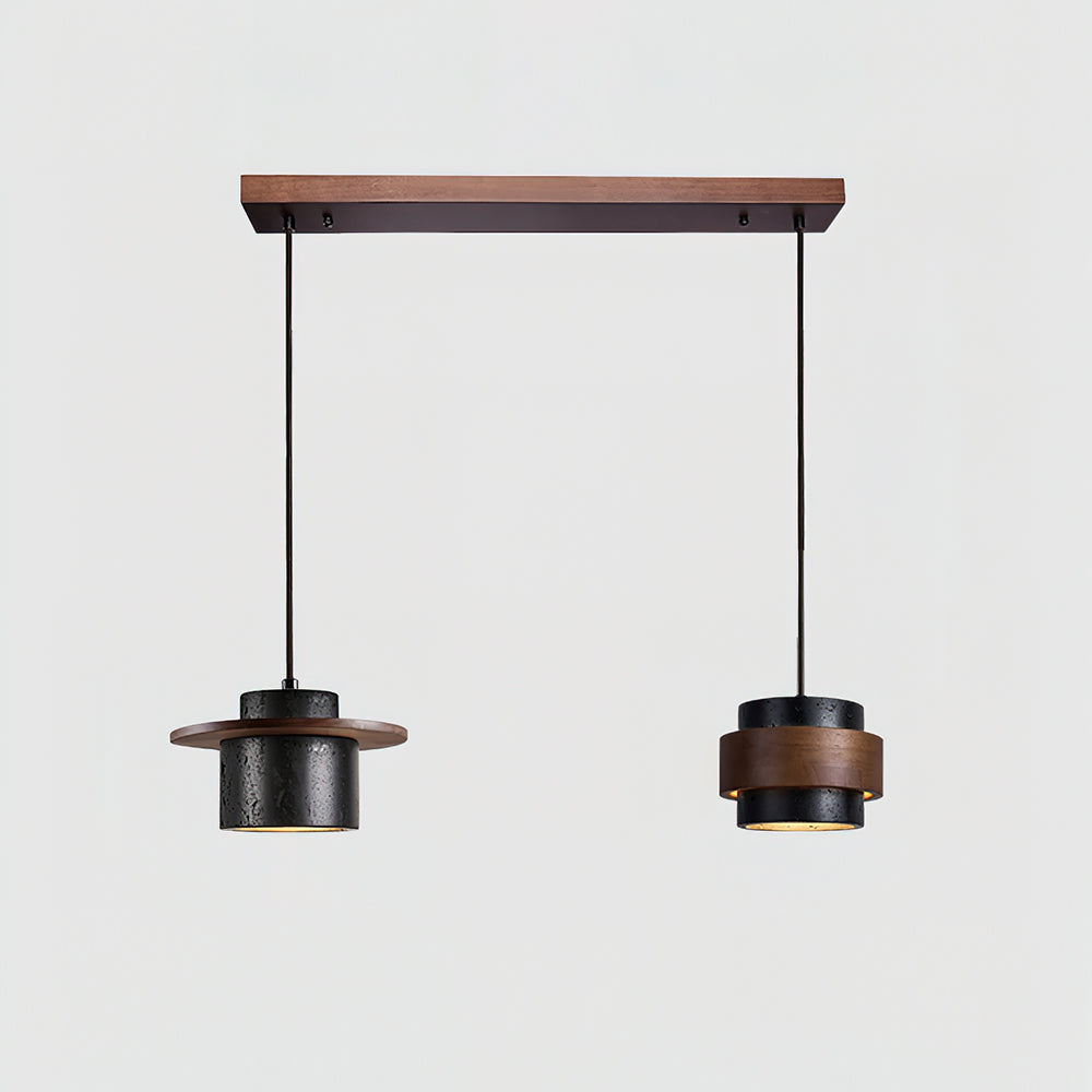 Pendant Lights Geometric Travertine With Warm Wood Accents