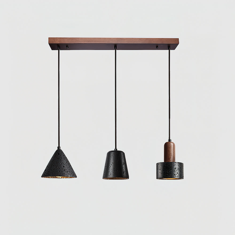 Pendant Lights Geometric Travertine With Warm Wood Accents