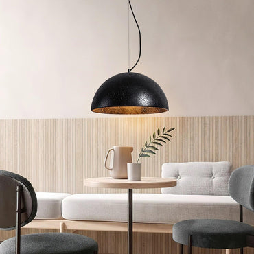 Warm Ambience Yellow Travertine Dome Pendant Light