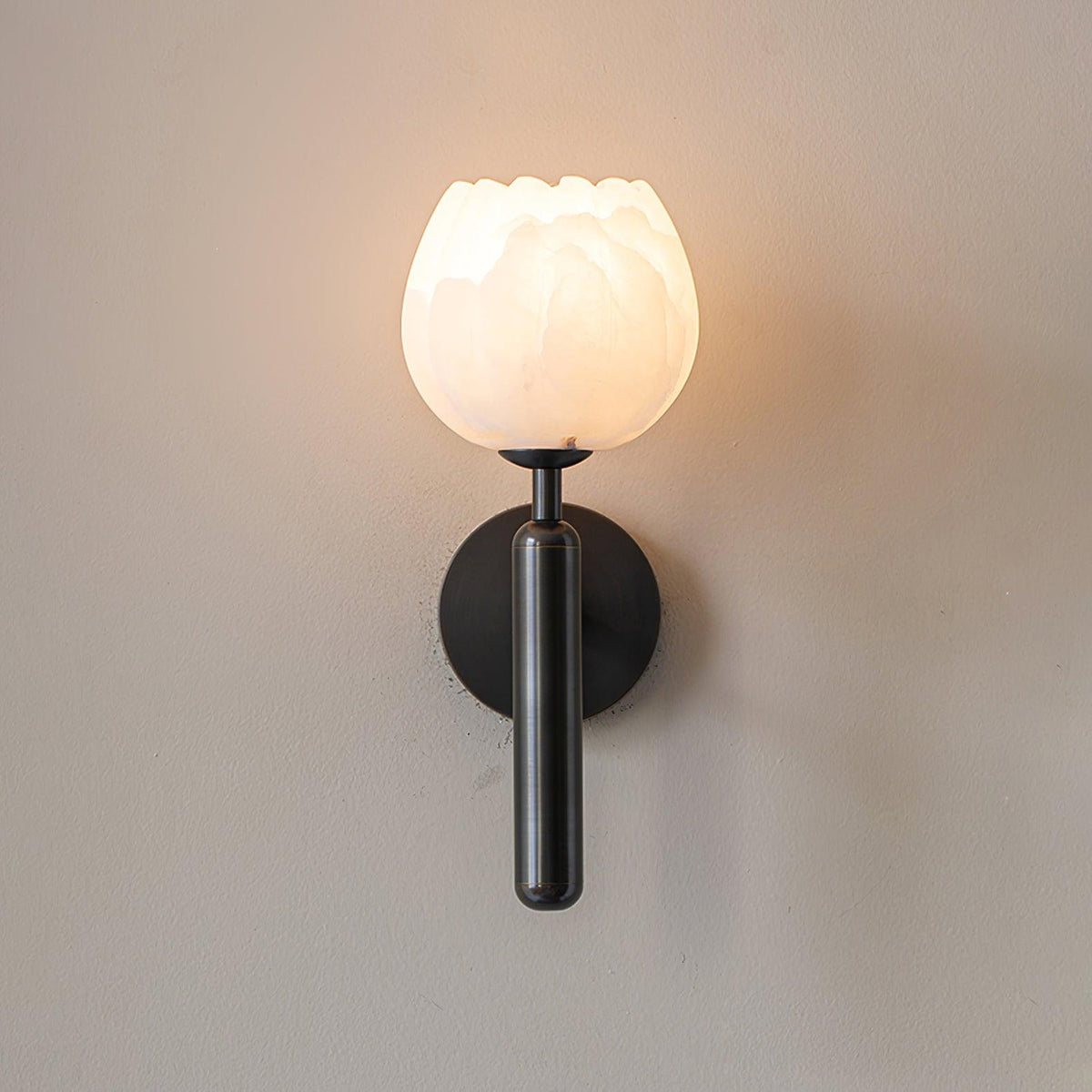Wall Sconce Floral Brass Finish With Alabaster