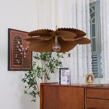Warm Glow Kraft Paper Petal Pendant Light