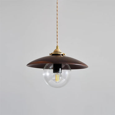 Glass Globe And Metal Disc Shade Industrial Pendant Light