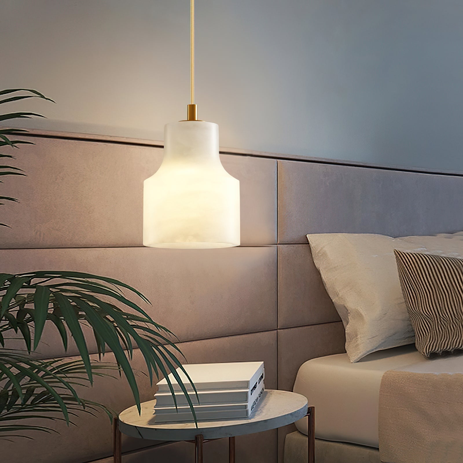 Pendant Light in Timeless Alabaster Brass