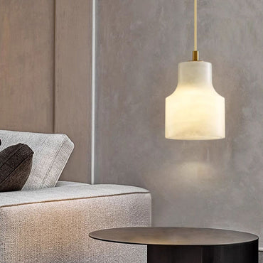 Pendant Light in Timeless Alabaster Brass