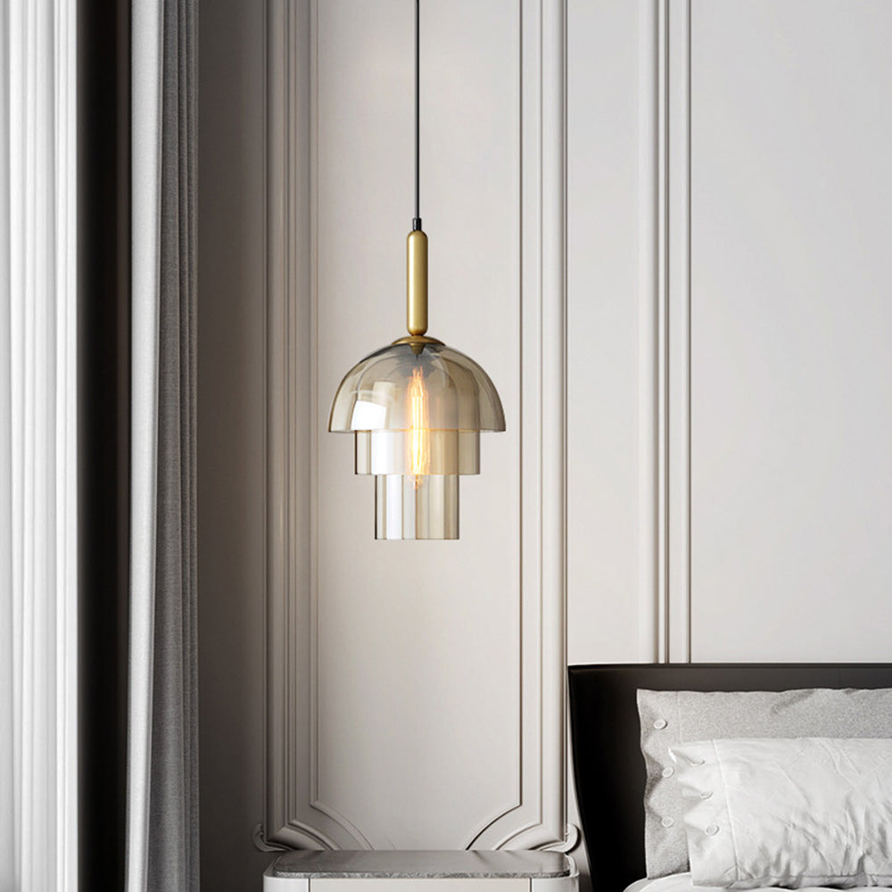 Living Room Ambiance Modern Glass Metal Pendant Light