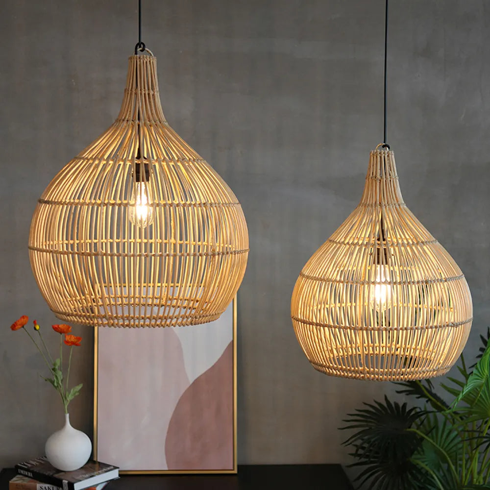Warm Ambience Japanese Inspired Rattan Pendant Light