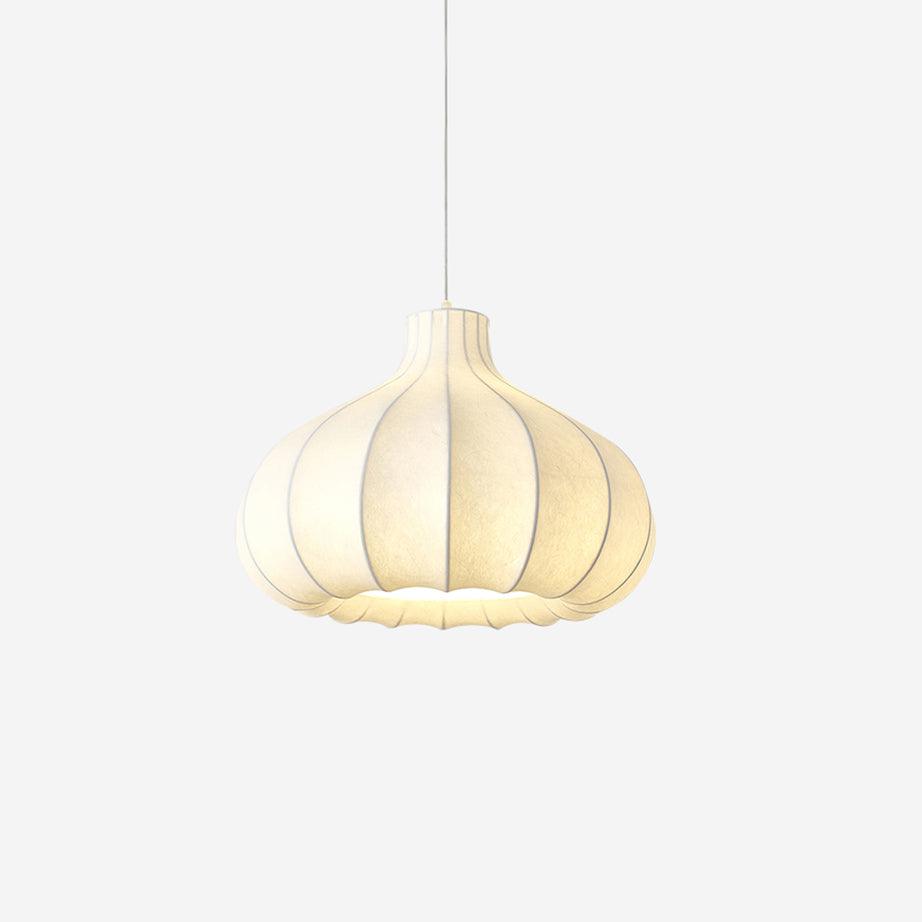 White Pleated Silk Shade Pendant Light Elegant