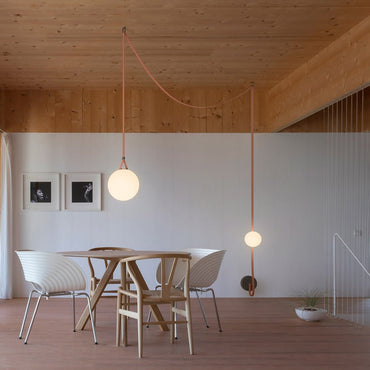 Sophistication Glass And Leather Geometric Pendant Light