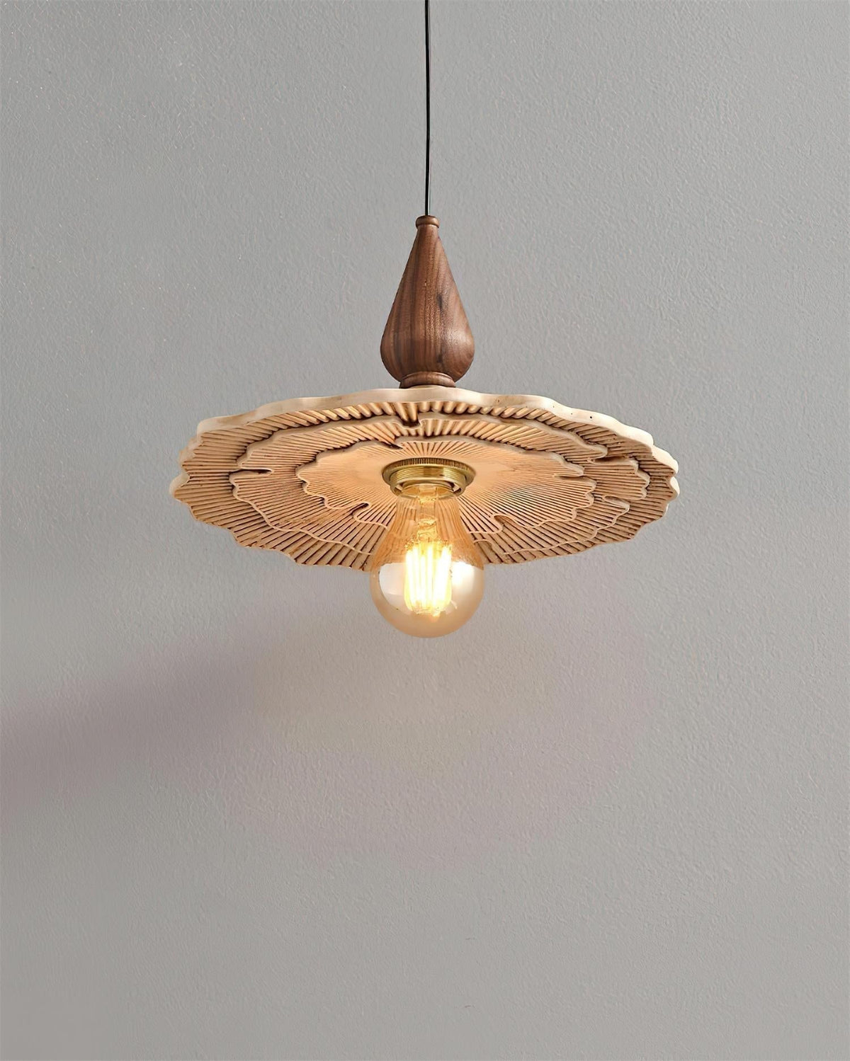 Pendant Light For Warm Ambience Three Head Walnut Wood Brass