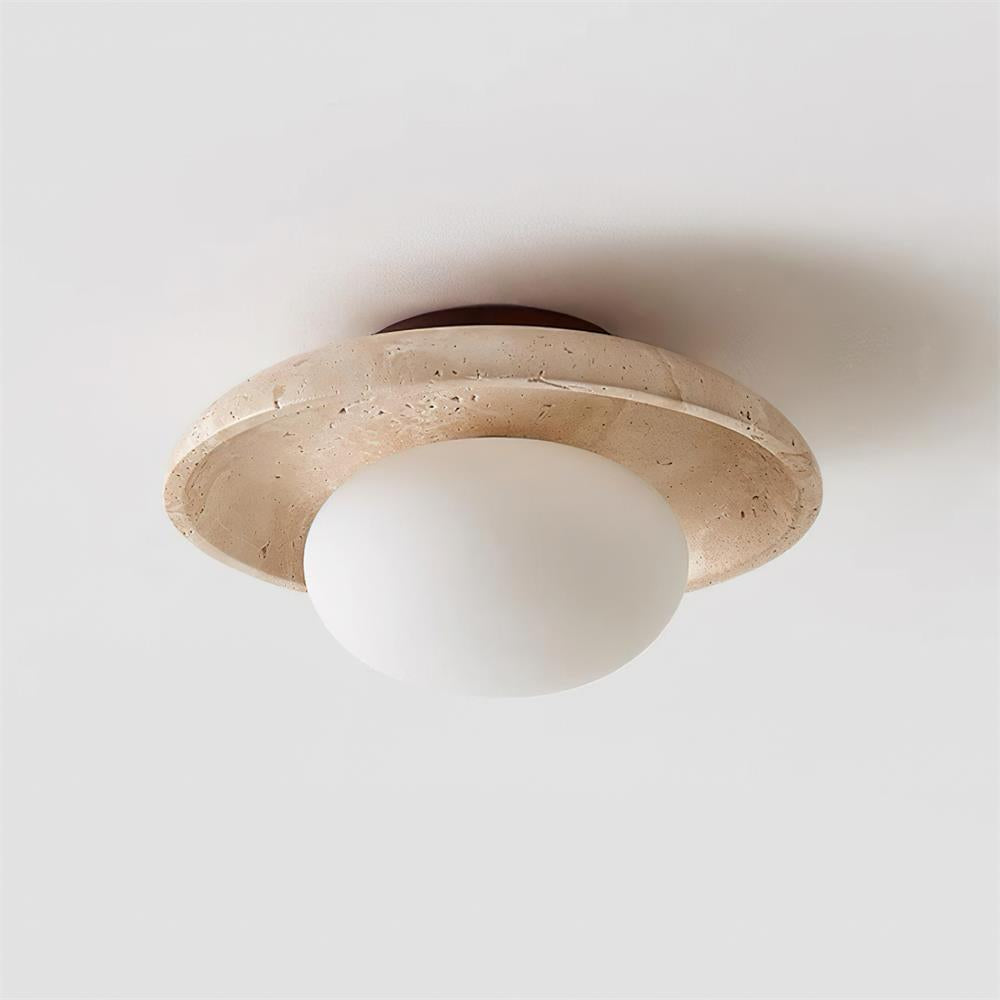 Ceiling Light With Wood Canopy G9 Socket Damp Rated Travertine
