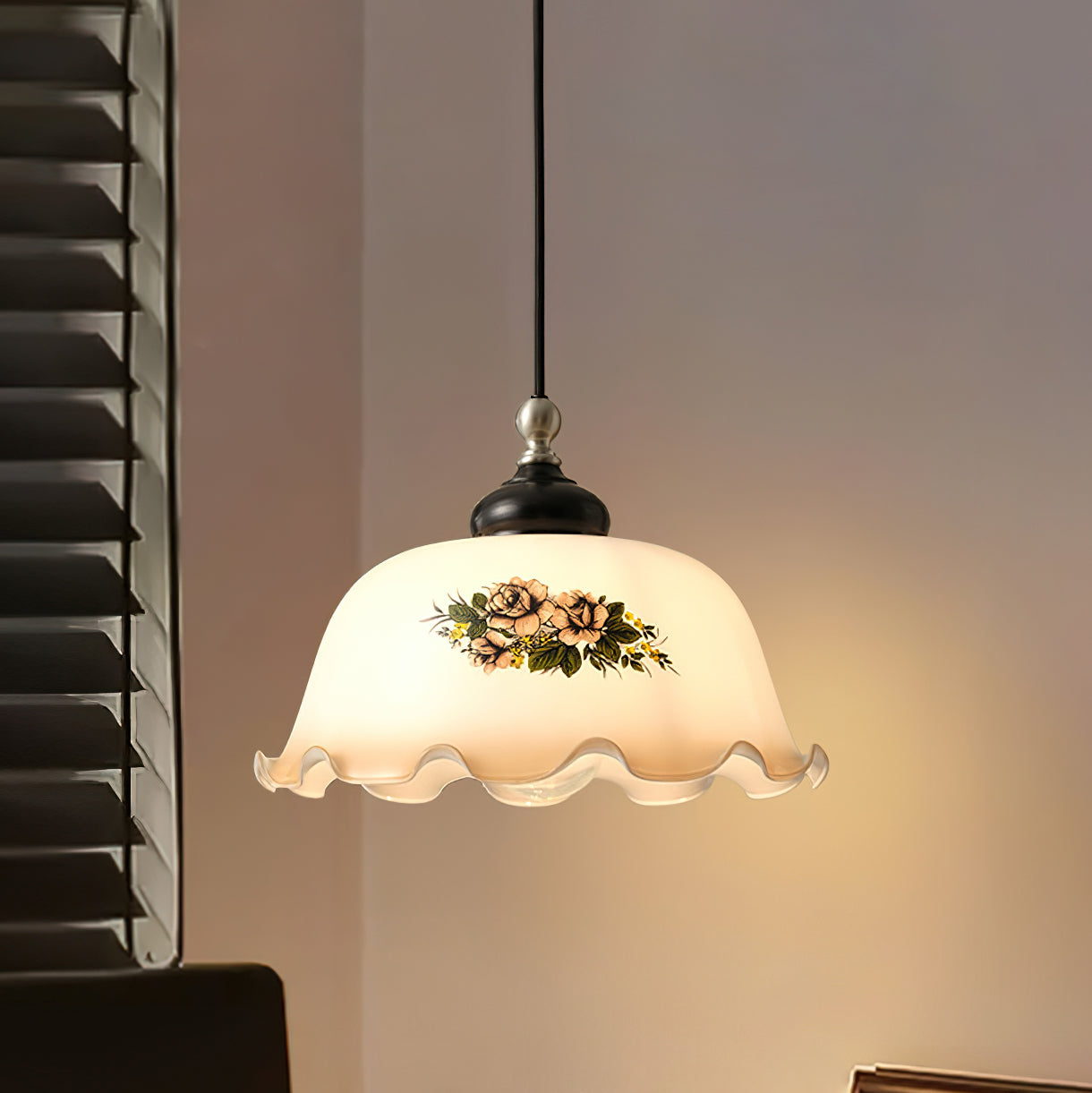 Pendant Light For Warm Ambient Glow Vintage Floral Glass