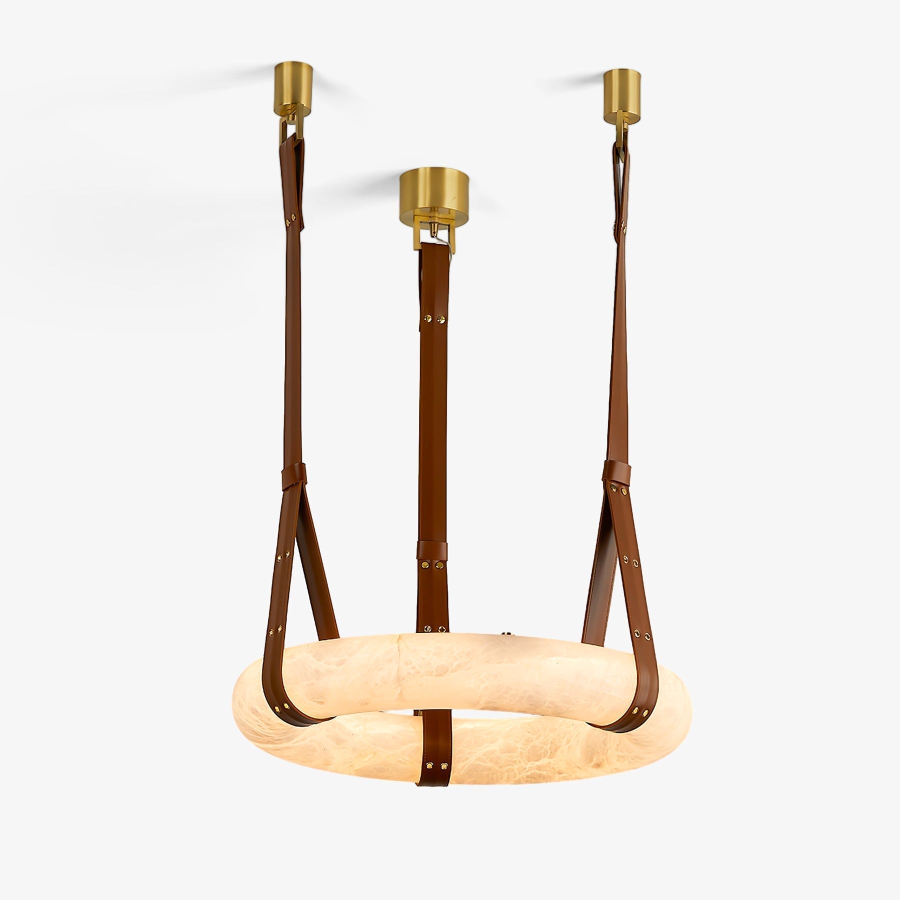 Leather Accents With Premium Alabaster Pendant Light