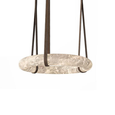 Leather Accents With Premium Alabaster Pendant Light
