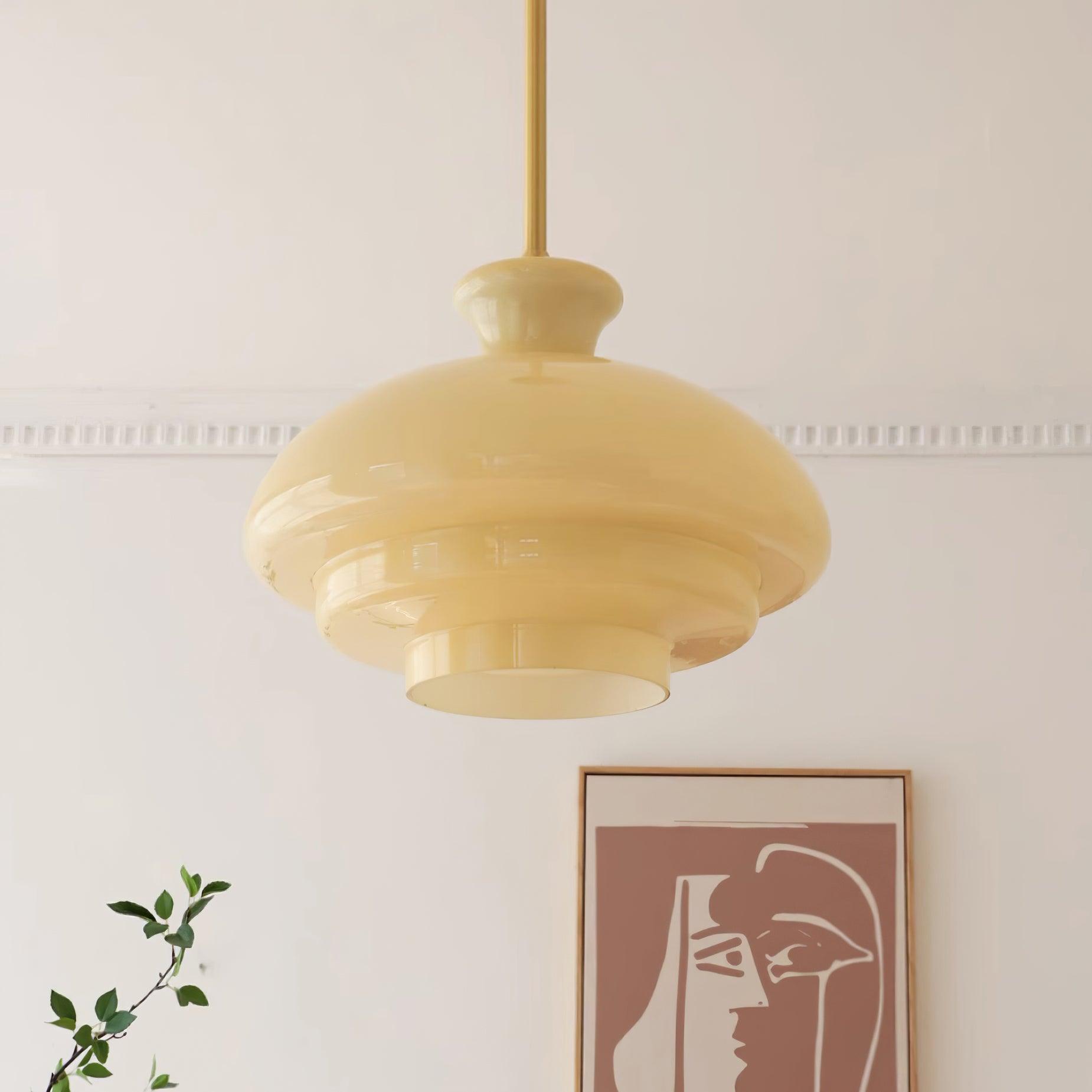 Warm Ambient Glow Pendant Lamp With Layered Glass Dome