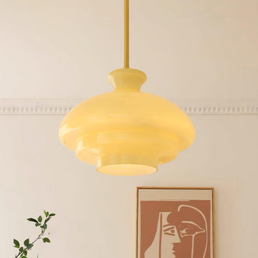 Warm Ambient Glow Pendant Lamp With Layered Glass Dome