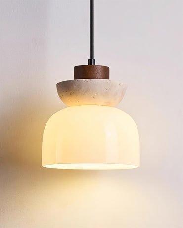 Dome Travertine Glass Pendant Light With Diffused Glow