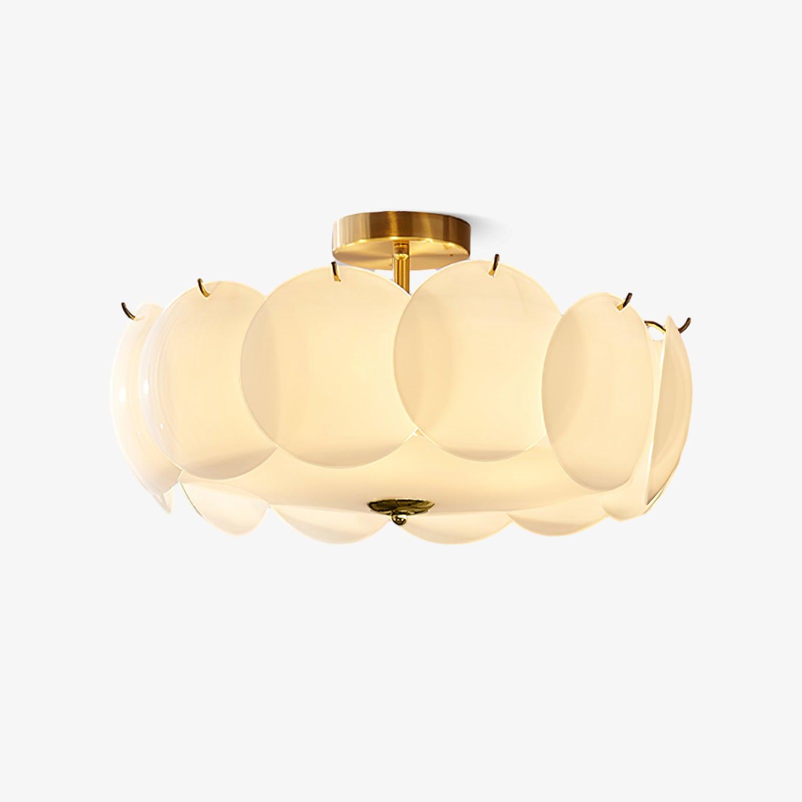 Semi Flush Ceiling Light Glass Layered Finish Brass