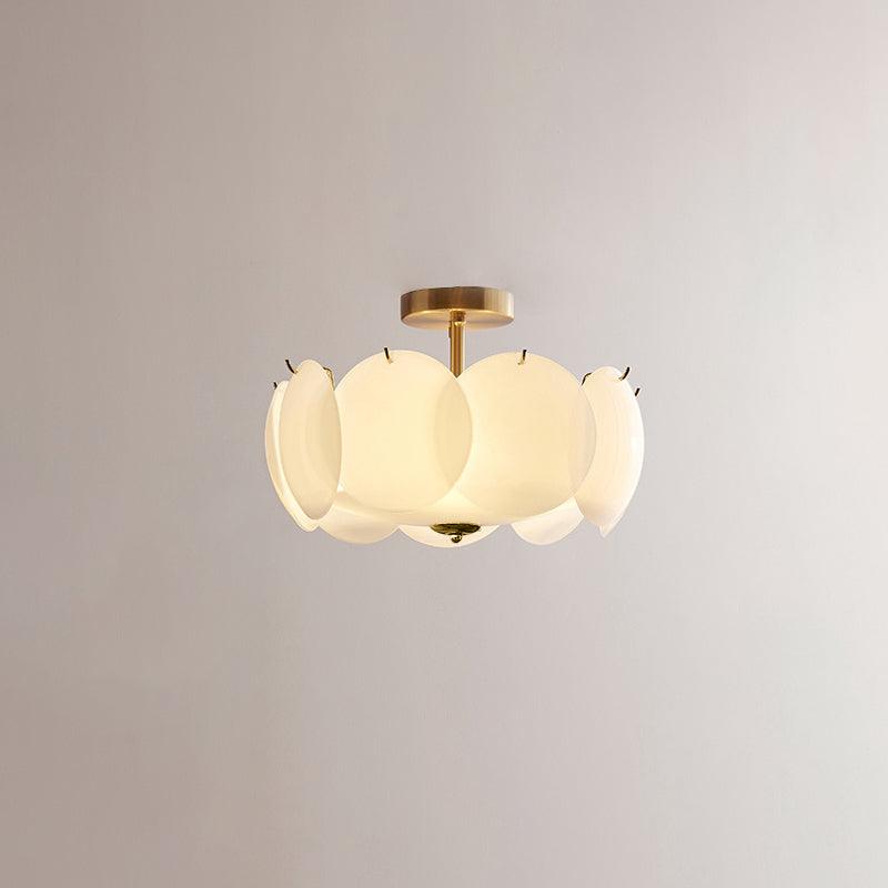 Semi Flush Ceiling Light Glass Layered Finish Brass