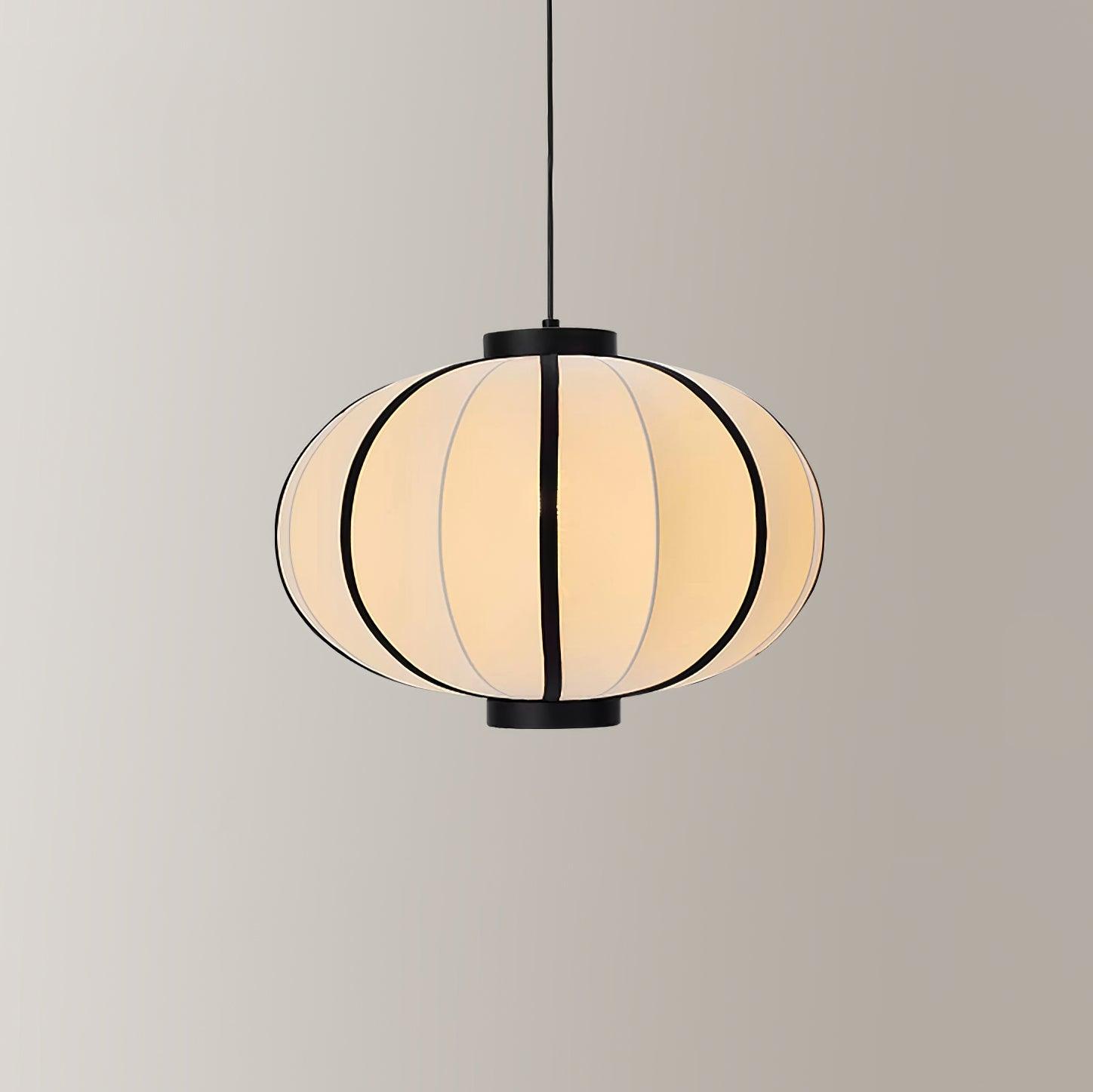 Metal Frame And Fabric Shade With Vintage Pendant Light