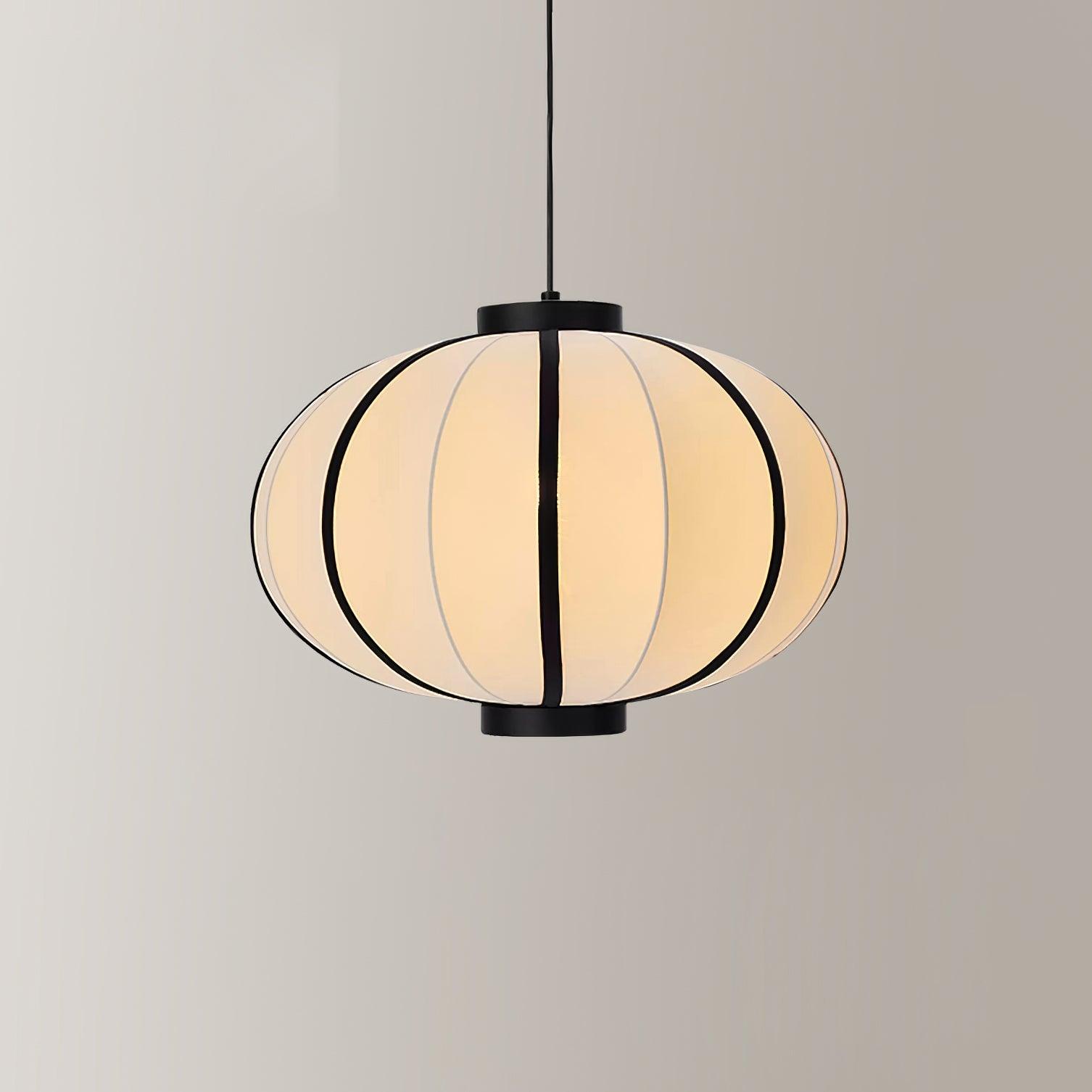 Metal Frame And Fabric Shade With Vintage Pendant Light