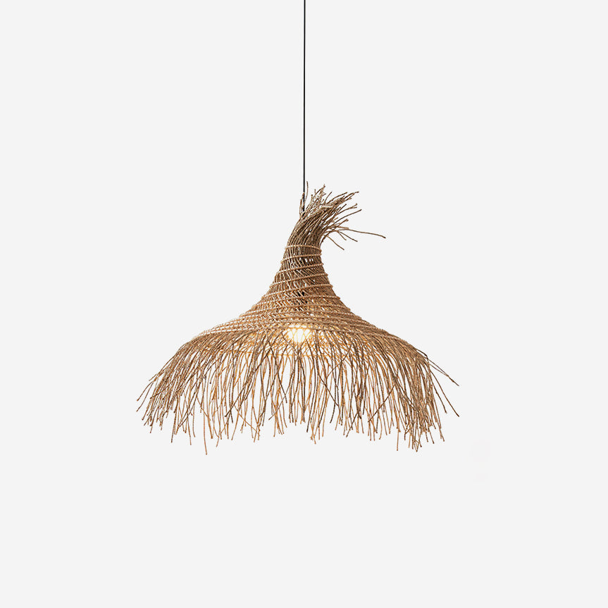 Handwoven Natural Rattan Shade Pendant Light