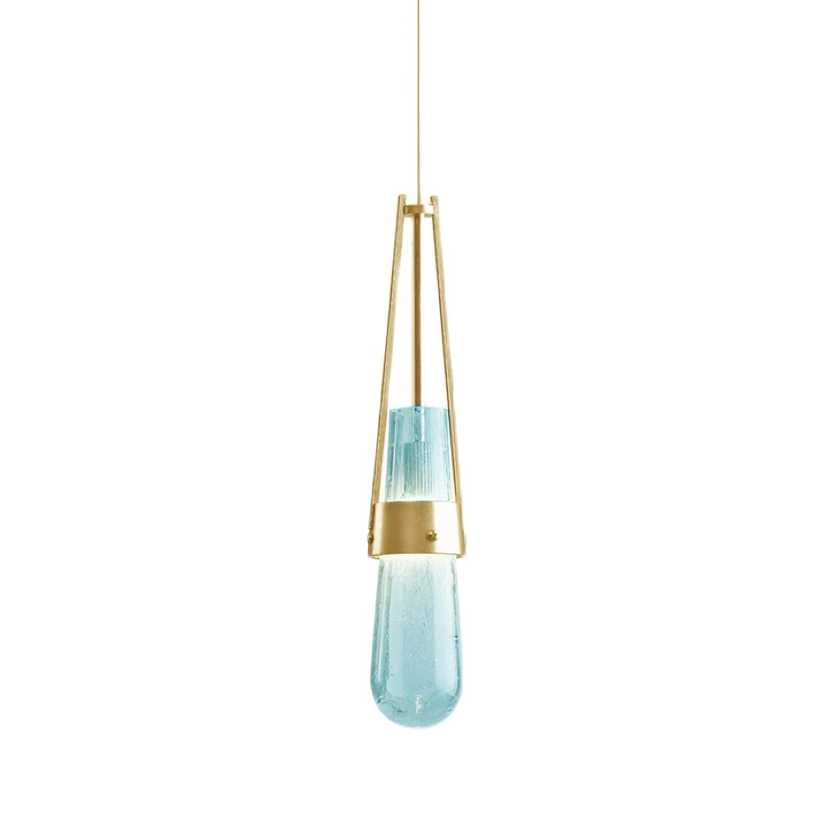 Light Pendant Glass Blue With Gold Finish
