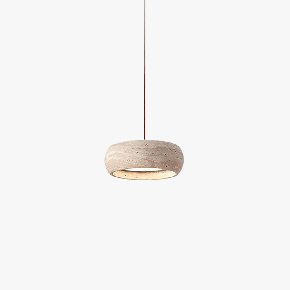 Pendant Light With Warm Glow Travertine Donut