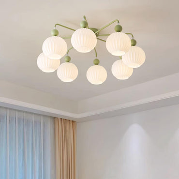Sculptural Arms Ceiling Light With Rippled Glass Globe