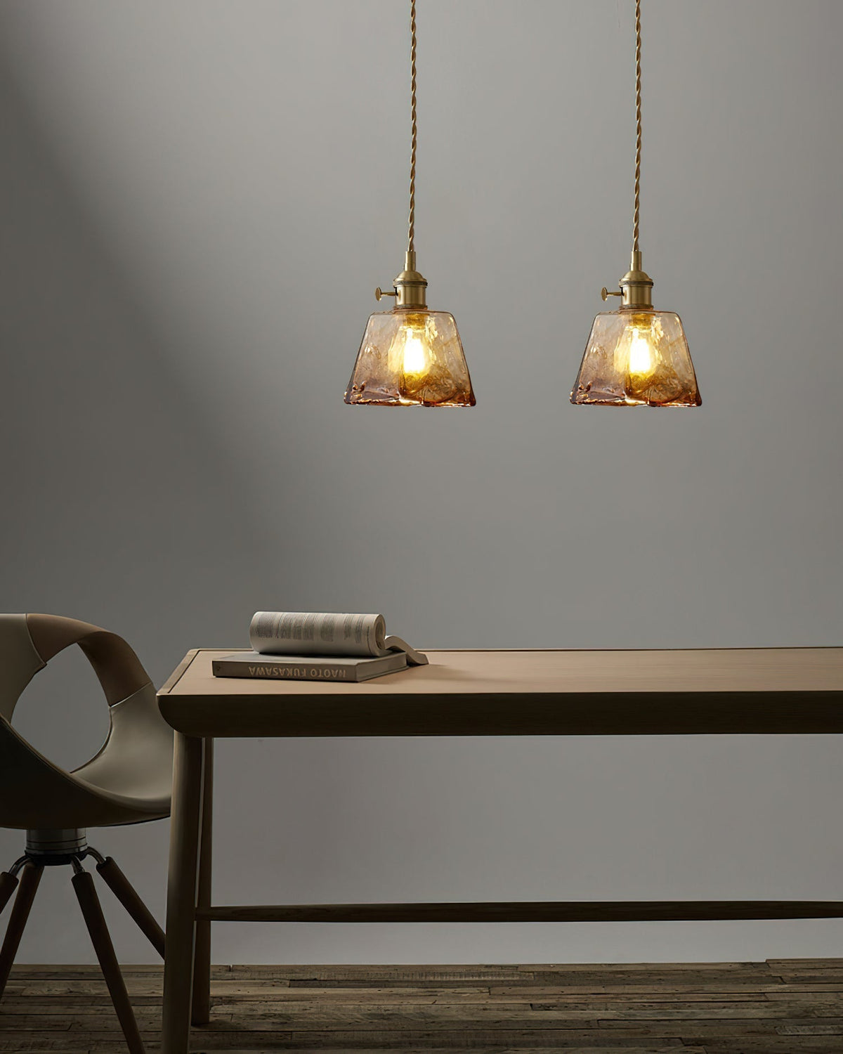 Warm Glow Amber Glass Pendant Light